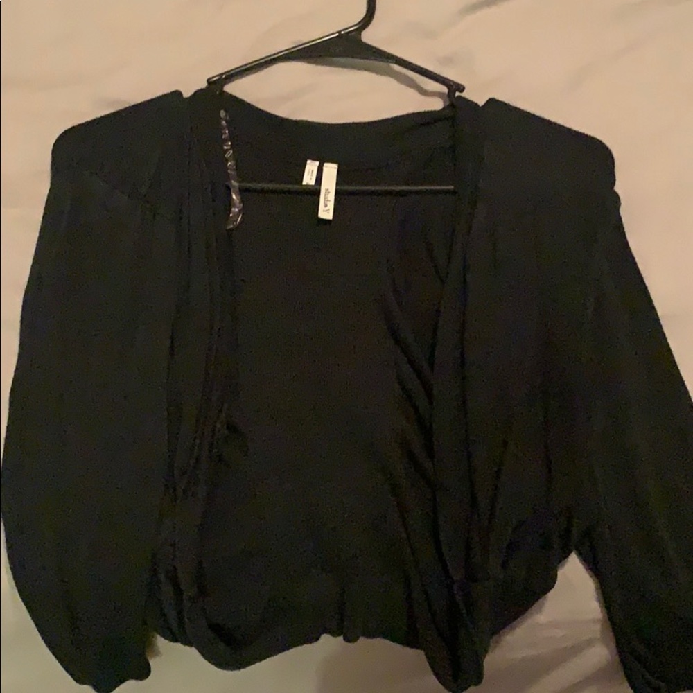 Black crop cardigan sweater